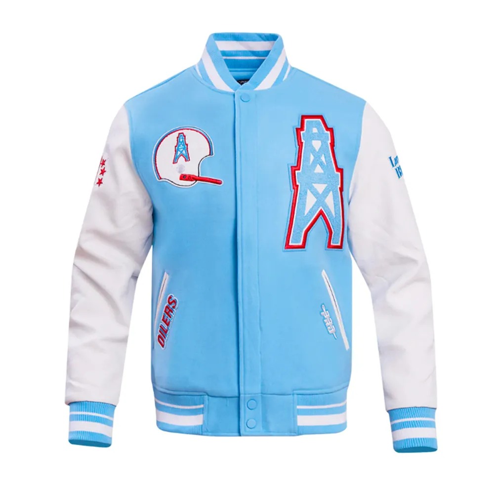 Houston Oilers Oil Derrick Classic Rib Varsity Jacket 1 Houston Oilers Oil Derrick Classic Rib Varsity Jacket - Modajacket