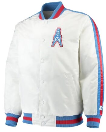 Houston Oilers Throwback D-Line Varsity Satin Jacket - Modajacket