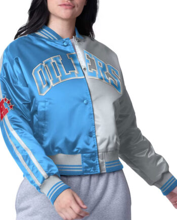 Houston Oilers Zone Blitz Light Blue/Silver Jacket - Modajacket