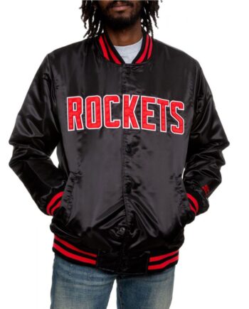 Houston Rockets Bomber Satin Black Jacket - Modajacket