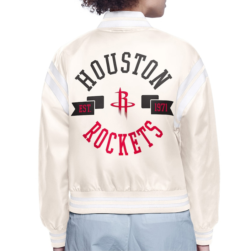 Houston Rockets Printed Logo Varsity Satin Jacket 4 Houston Rockets Printed Logo Varsity Satin Jacket