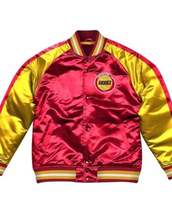 Houston Rockets Red and Gold Varsity Satin Jacket - Modajacket