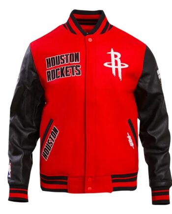 Retro Houston Rockets Classic Rib Varsity Jacket - Modajacket