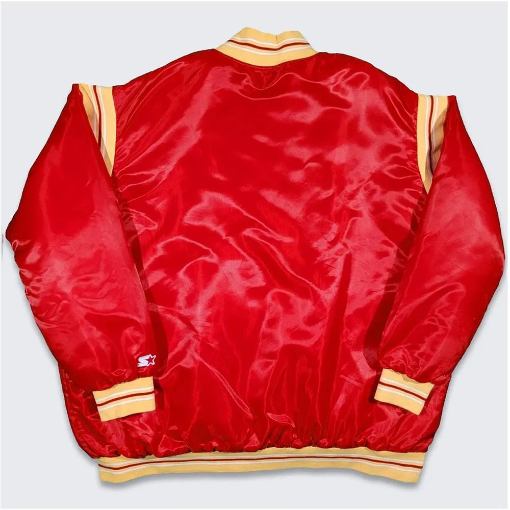 Houston Rockets Teddy Red Varsity Satin Jacket 2 Houston Rockets Teddy Red Varsity Satin Jacket