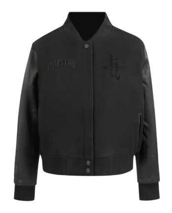 Houston Rockets Triple Black Varsity Wool/Leather Jacket - Modajacket
