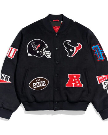 Houston Texans Pennant Black Varsity Wool Jacket - Modajacket
