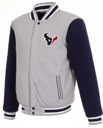 Houston Texans Gray and Navy Varsity Wool Jacket - Modajacket