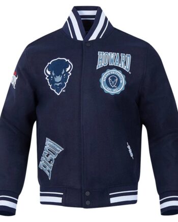 Howard Bison Crest Navy Varsity Wool Jacket - Modajacket