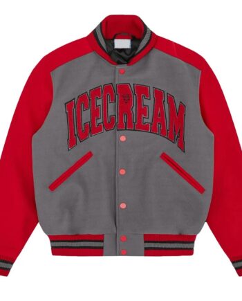ICECREAM College Varsity Gray and Red Jacket - Modajacket