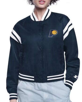 Indiana Pacers Printed Logo Varsity Satin Jacket - Modajacket
