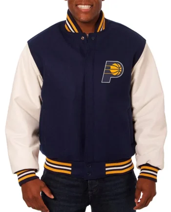 Indiana Pacers Navy and White Varsity Jacket - Modajacket
