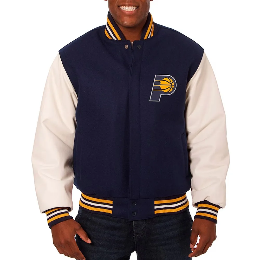 Indiana Pacers Navy and White Varsity Jacket 1 Indiana Pacers Navy and White Varsity Jacket - Modajacket