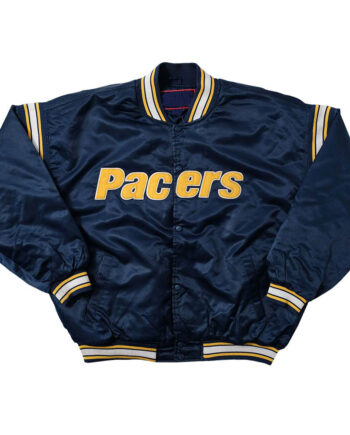 Indiana Pacers Navy Varsity Satin Jacket - Modajacket
