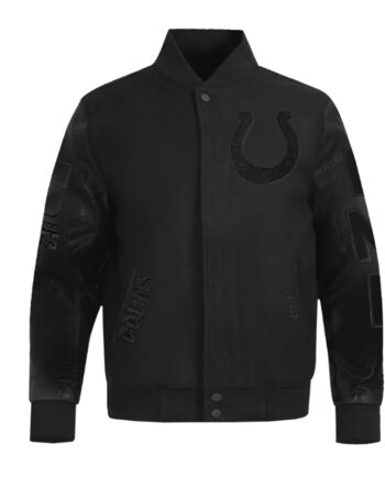 Indianapolis Colts Triple Black Varsity Wool/Leather Jacket - Modajacket