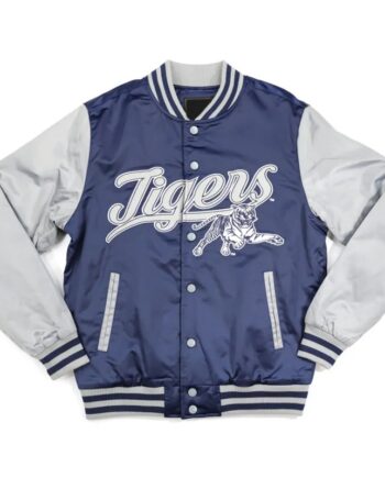 Jackson State Navy and Light Gray Varsity Jacket - Modajacket