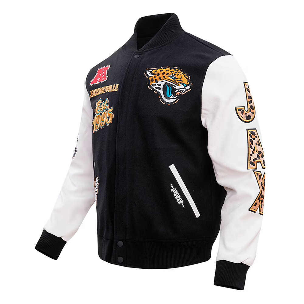 Jacksonville Jaguars Animal Patches Black Varsity Jacket 3 Jacksonville Jaguars Animal Patches Black Varsity Jacket