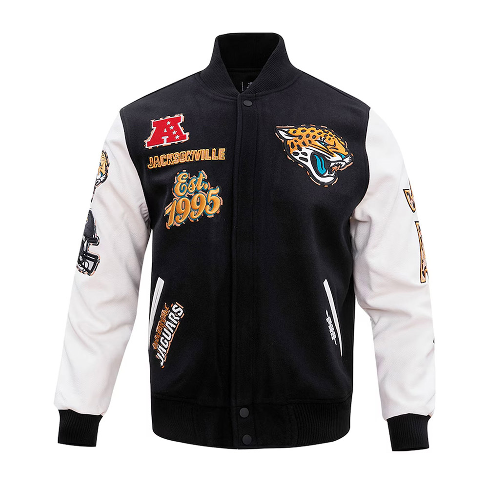 Jacksonville Jaguars Animal Patches Black Varsity Jacket 1 Jacksonville Jaguars Animal Patches Black Varsity Jacket - Modajacket