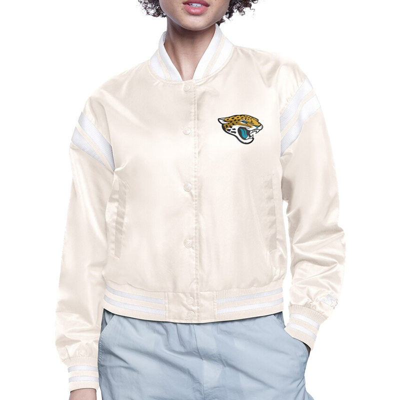 Jacksonville Jaguars Printed Logo Varsity Satin Jacket 2 Jacksonville Jaguars Printed Logo Varsity Satin Jacket