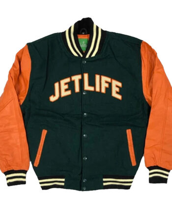 Jet Life Green and Orange Varsity Jacket - Modajacket