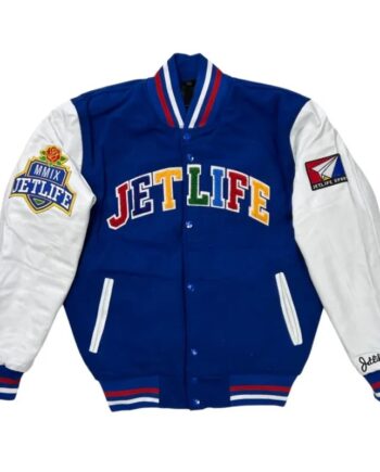 Royal White Jet Life Varsity Jacket - Modajacket