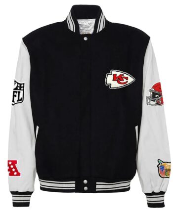 JH Kansas City Chiefs Varsity Black and White Jacket - Modajacket