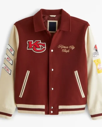Kansas City Chiefs Burgundy and Off White Varsity Jacket - Modajacket