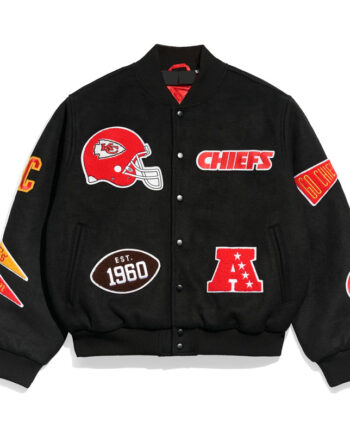 Kansas City Chiefs Pennant Black Varsity Wool Jacket - Modajacket