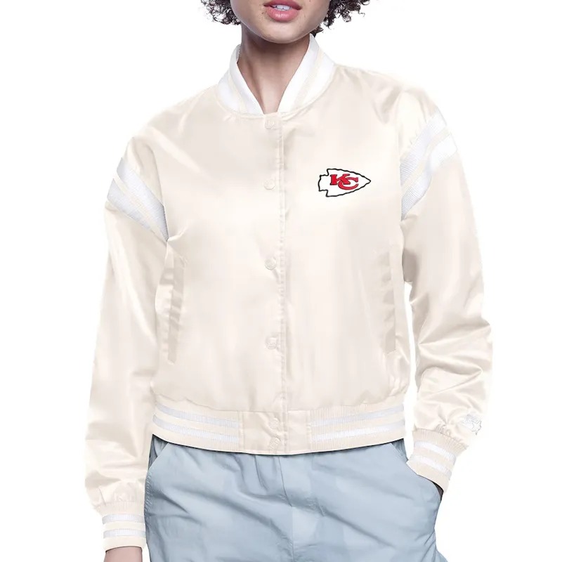 Kansas City Chiefs Printed Logo Varsity Satin Jacket 2 Kansas City Chiefs Printed Logo Varsity Satin Jacket