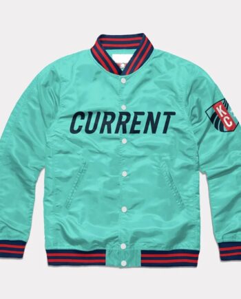 Kansas City Current Teal Varsity Satin Jacket - Modajacket