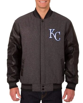 Charcoal/Black Kansas City Royals Varsity Jacket - Modajacket