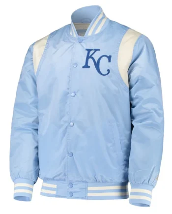 Light Blue/Cream Kansas City Royals Varsity Satin Jacket - Modajacket
