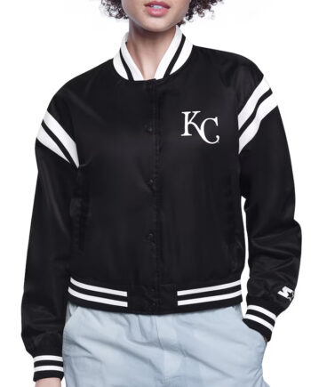 Kansas City Royals Printed Logo Varsity Satin Jacket - Modajacket