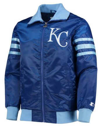 Kansas City Royals The Captain II Royal Varsity Satin Jacket - Modajacket