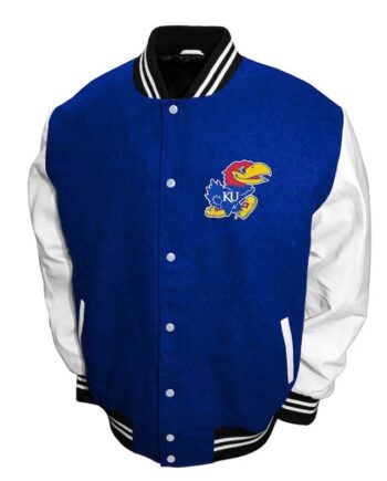 Kansas Jayhawks Royal and White Varsity Jacket - Modajacket