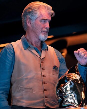 Black Adam Pierce Brosnan Suede Tan Brown Vest - Modajacket