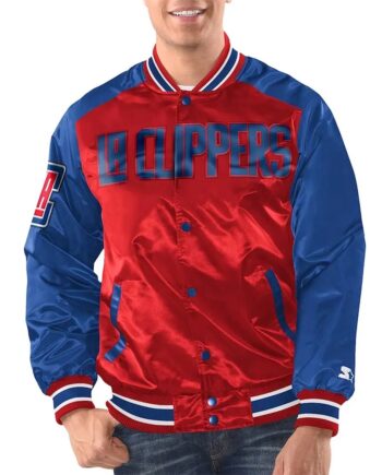 Red/Royal Los Angeles Clippers Renegade Varsity Satin Jacket - Modajacket
