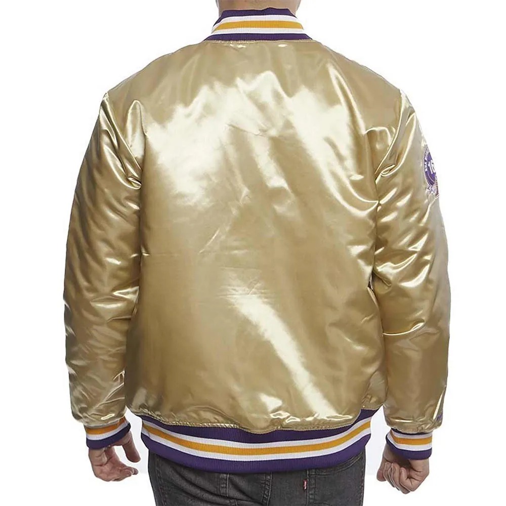 LA Lakers Championship Game Gold Satin Jacket 2 LA Lakers Championship Game Gold Satin Jacket