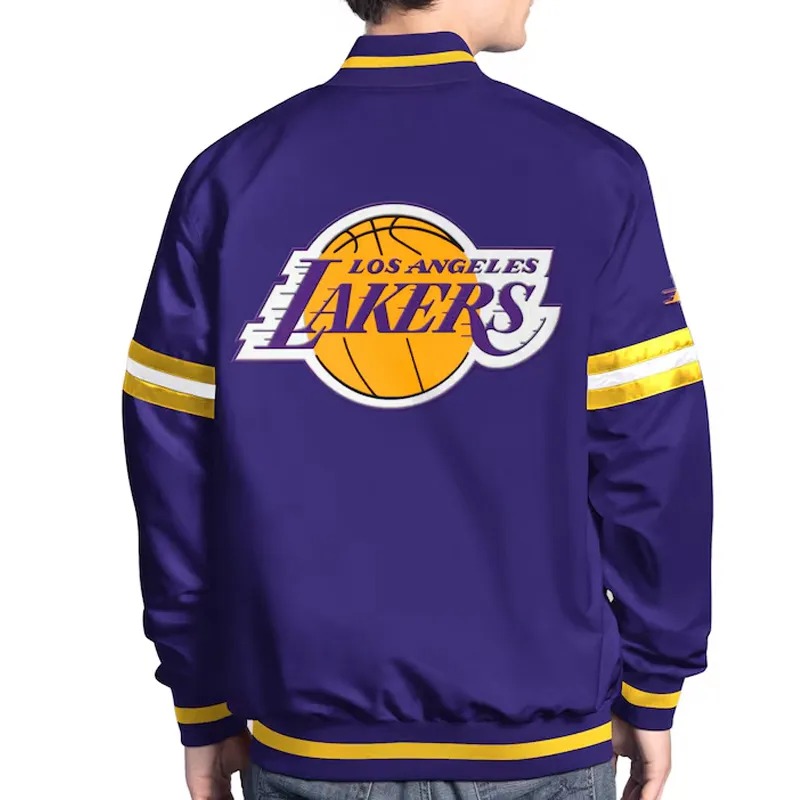LA Lakers Scout Varsity Satin Jacket 2 LA Lakers Scout Varsity Satin Jacket