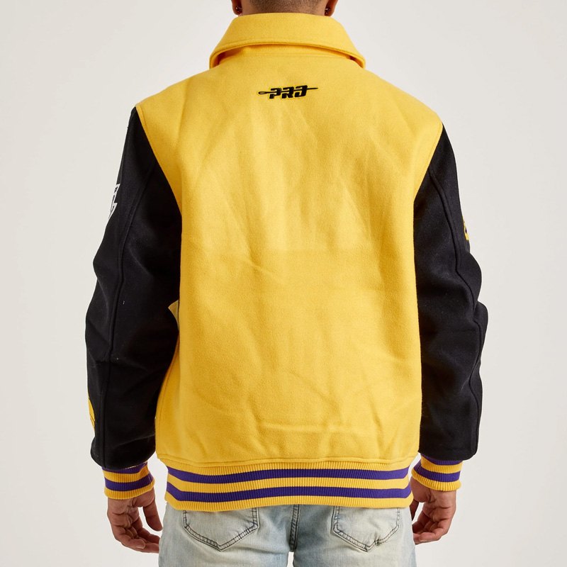 LA Lakers Yellow and Black Varsity Wool Jacket 2 LA Lakers Yellow and Black Varsity Wool Jacket