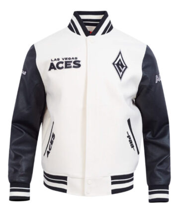 Retro Las Vegas Aces Eggshell/Black Classics Rib Varsity Jacket - Modajacket