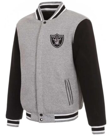 Las Vegas Raiders Varsity Black and Gray Wool Jacket - Modajacket