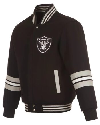 Las Vegas Raiders Striped Black Varsity Wool Jacket - Modajacket