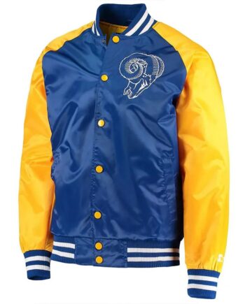 Royal Gold LA Rams Lead-Off Satin Varsity Jacket - Modajacket