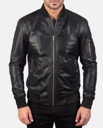 Bomber Black Leather MA-1 Jacket - Modajacket