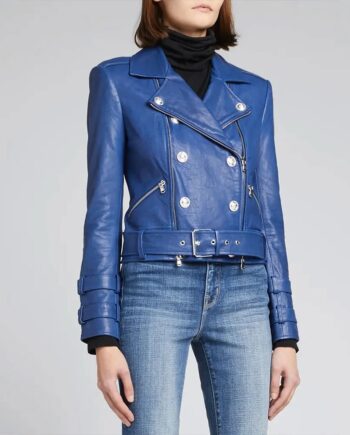 Renee Rapp The Sex Lives of College Girls S02 Moto Blue Leather Jacket - Modajacket