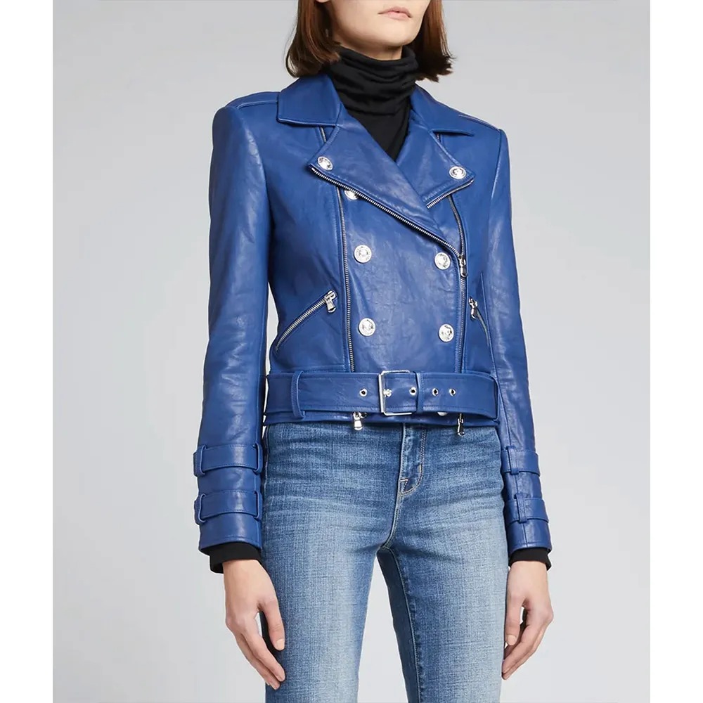 Renee Rapp The Sex Lives of College Girls S02 Moto Blue Leather Jacket 1 Renee Rapp The Sex Lives of College Girls S02 Moto Blue Leather Jacket - Modajacket