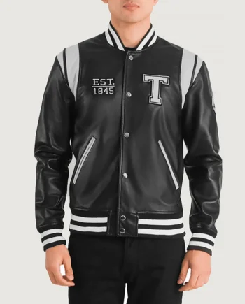 Liberte Texas Black Leather Varsity Jacket - Modajacket