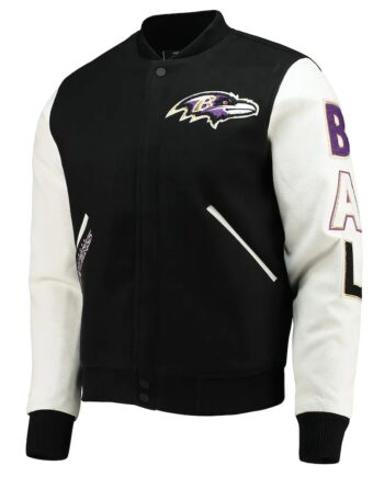 Baltimore Ravens Logo Black and White Varsity Jacket - Modajacket