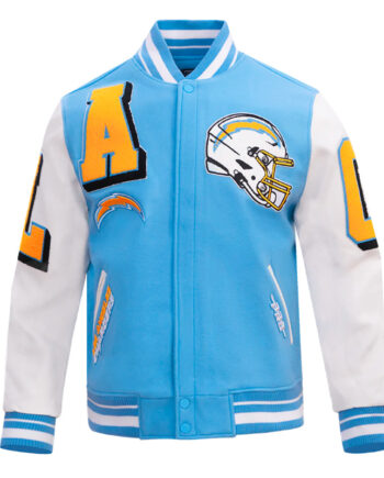LA Chargers Mashup Rib Varsity Wool/Leather Jacket - Modajacket