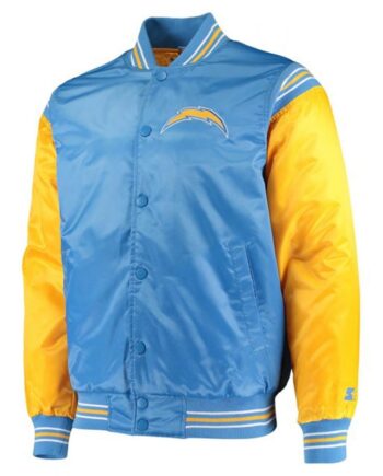 Varsity LA Chargers Light Blue and Yellow Satin Jacket - Modajacket